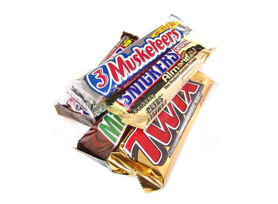 Variety of candy bars