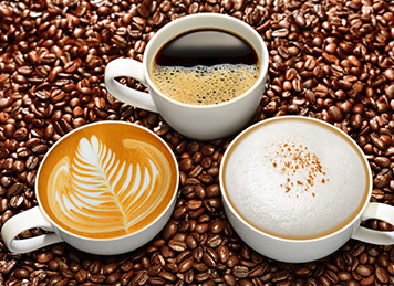 Variety of different coffee flavors