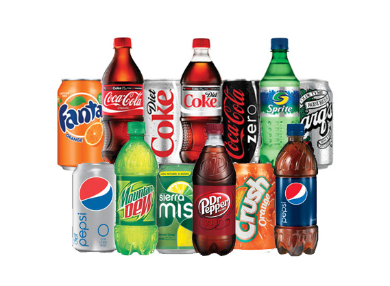 Variety of coca cola and pepsi products