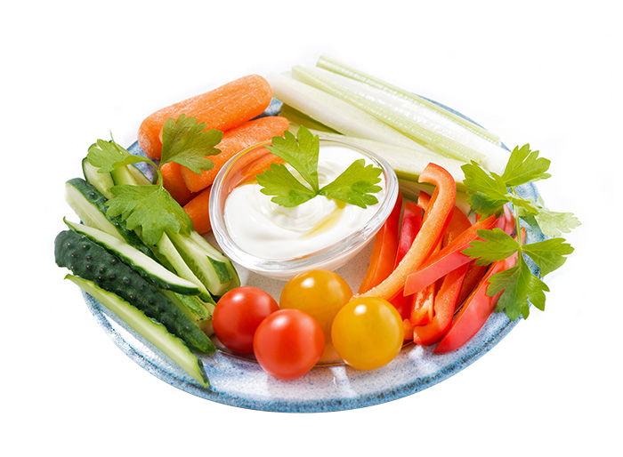 Fresh vegetables on a tray
